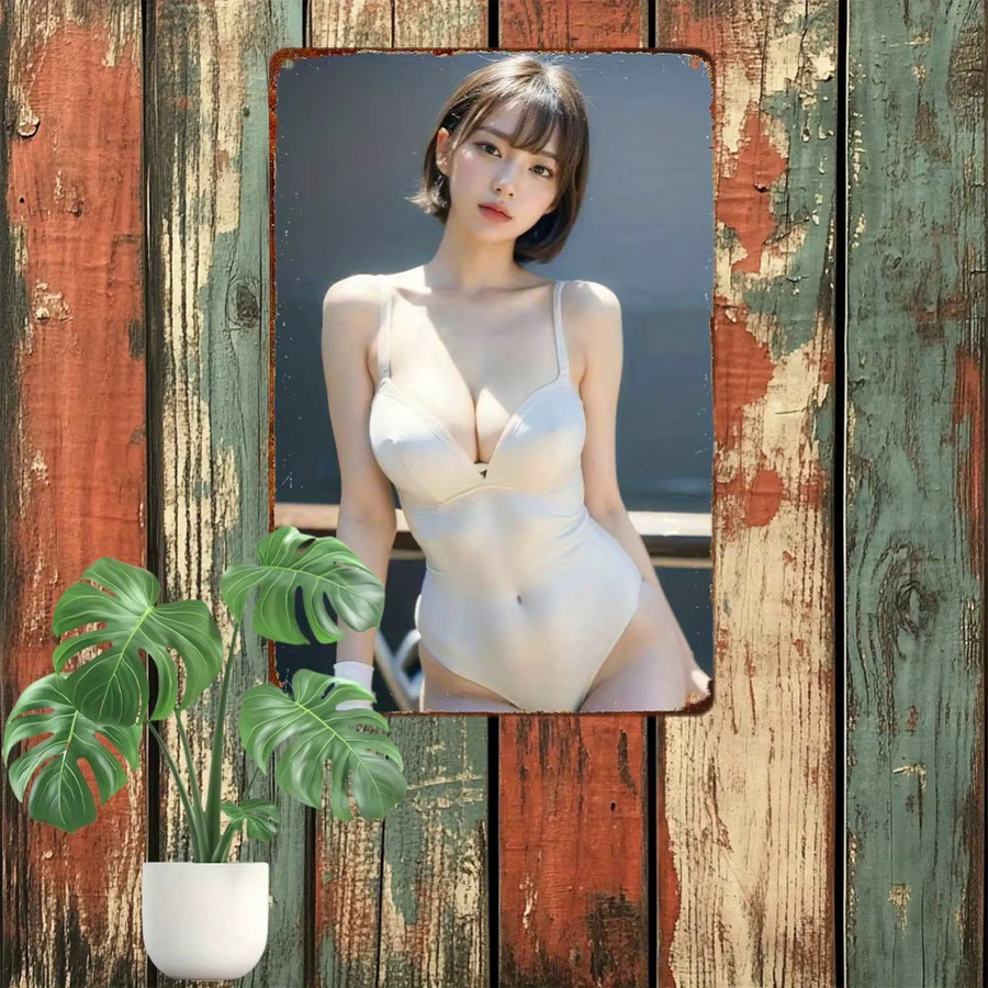 HELLOYOUNG Anime-Mädchen Metallschild Vintage Aluminium Wandkunst, B/H: 20,32 x 30,0 cm, Mehrfarbig - Bild 2
