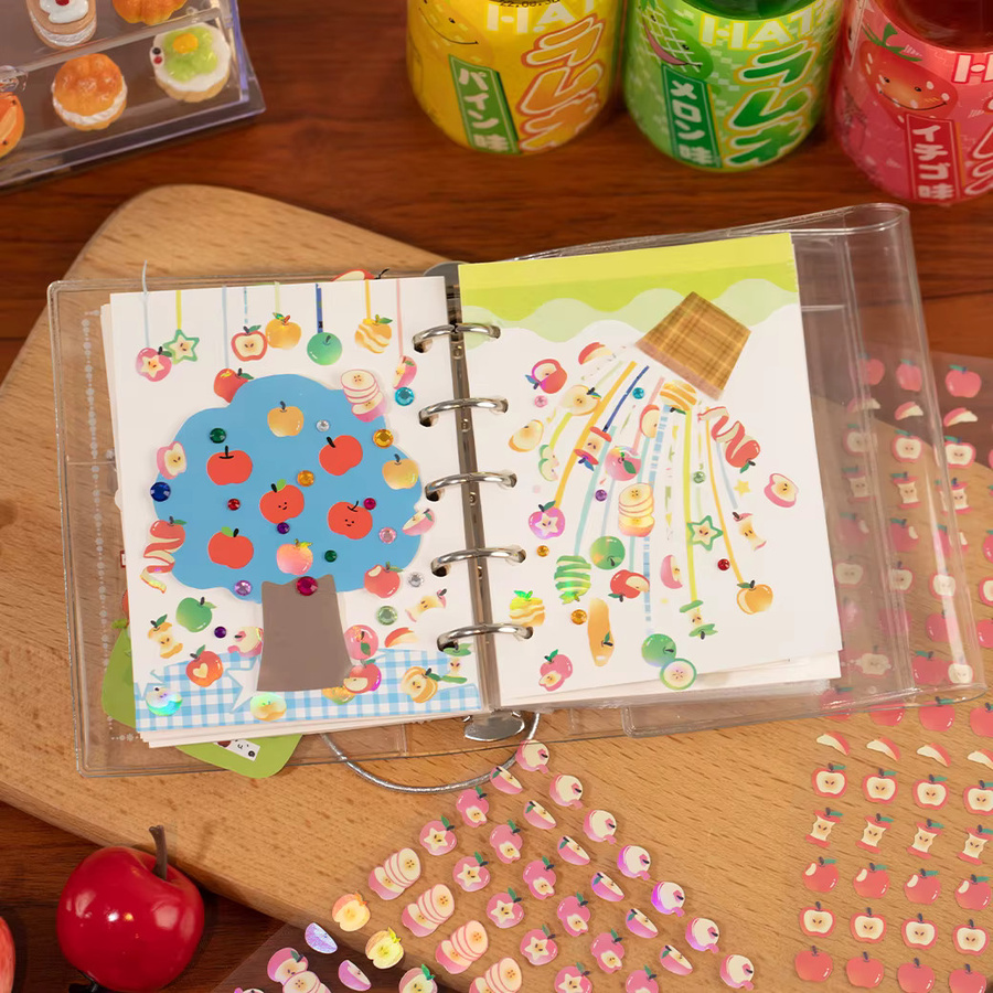 Bobo Kawaii Apple Serie Stanzaufkleber aus Papier in Multicolour für dein DIY Tagebuch, Scrapbook und Planer, 2 Blatt - Bild 4