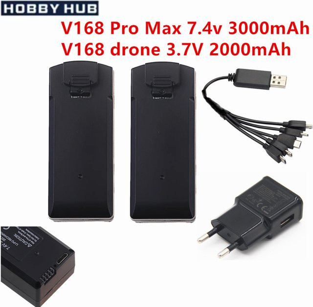RC.BURST Ersatzbatterie für V168 GPS Drohne und V168 Pro Max Quadcopter, Schwarz, 7,4 V 3000 mAh oder 3,7 V 2000 mAh - Bild 1