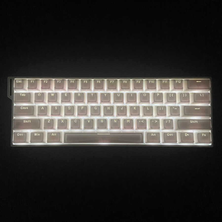 White Jelly Keycaps mit Hollow Characters Top Print für mechanische Tastaturen MX Switch 60% 75% TKL 96% 100% Layout in Weiß - Bild 3