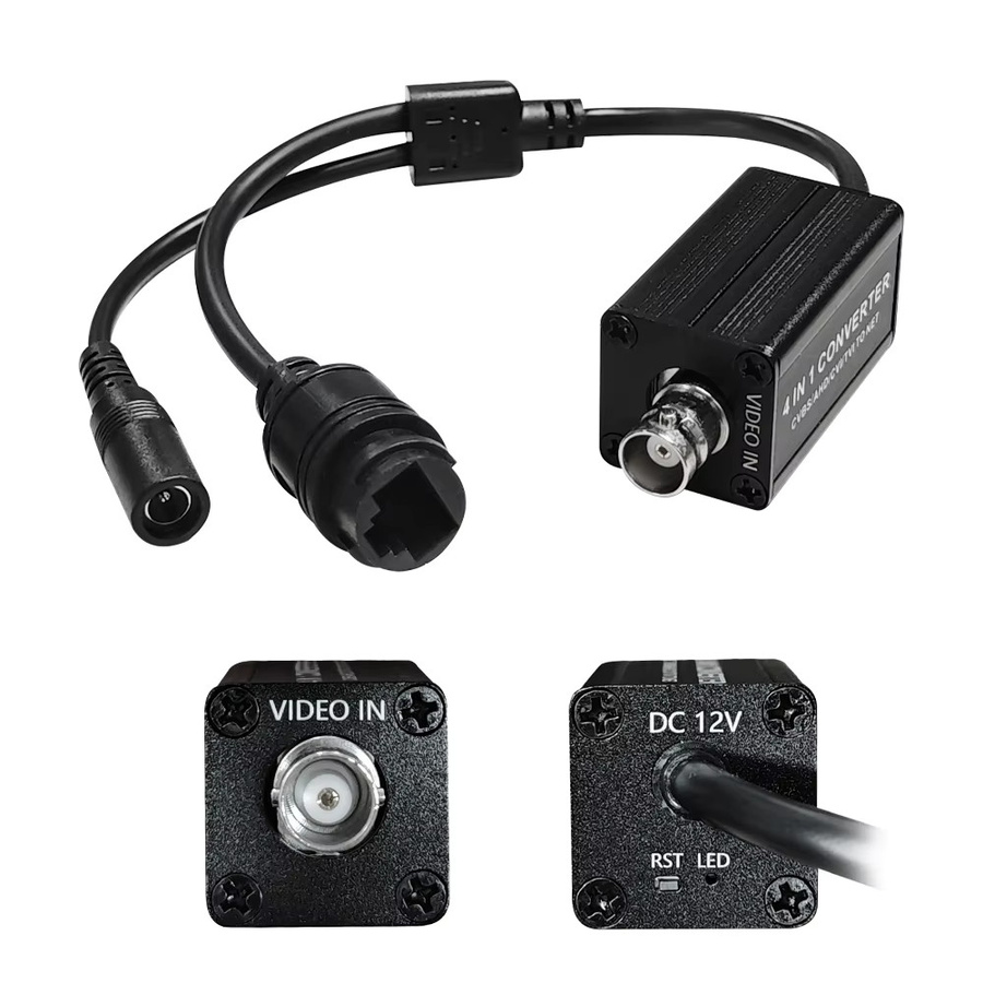 BOAVISION Analog-zu-IP-Kamera-Konverter für AHD/TVI/CVI/CVBS Signale, 2MP 1080P Full HD, ONVIF-Protokoll mit RJ45-Ethernet/LAN-Ausgang, Schwarz - Bild 3