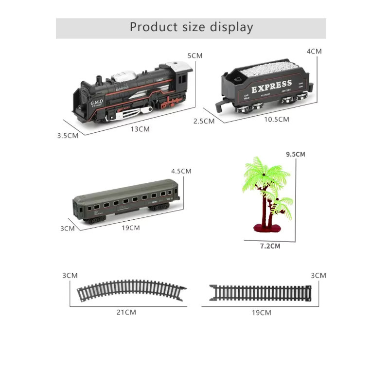 Mitty Vintage Railway Passagier- und Frachtdampflokomotive Gleisautomodell-Set - Bild 5