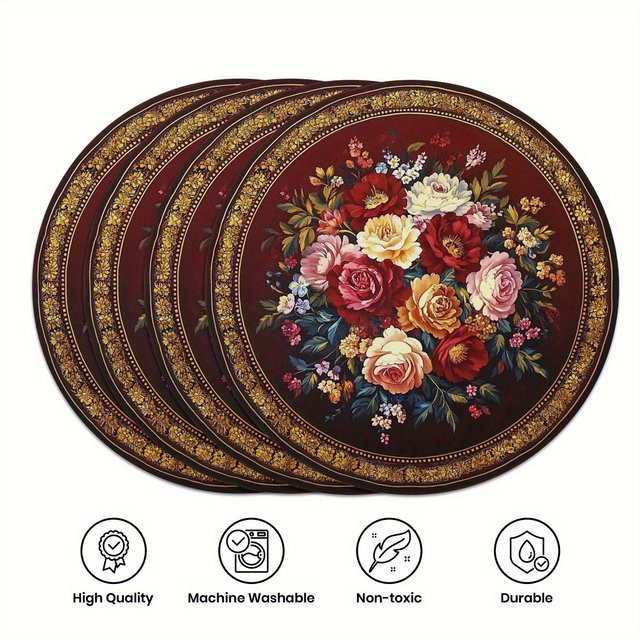 VIKAMA 4er Set Weihnachts-Tischsets im Western-Stil für die Tischdekoration bei Feiertagen und Partys - Bild 1