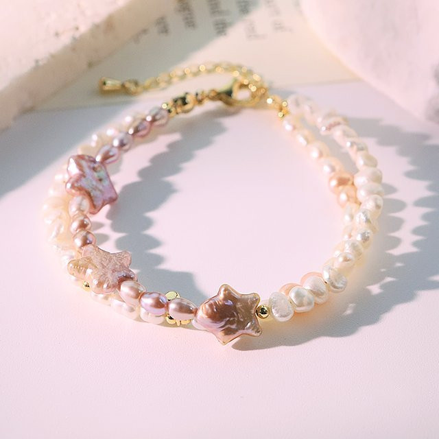 GLSEEVO Armband, Natürliche Perle, Stern Doppel Kreis, Damen - Bild 1