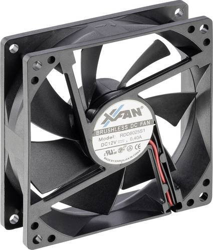 X-Fan RDD8025S1 Axiallüfter 12 V/DC, Schwarz, B/T/H: 80 x 80 x 25 mm - Bild 1
