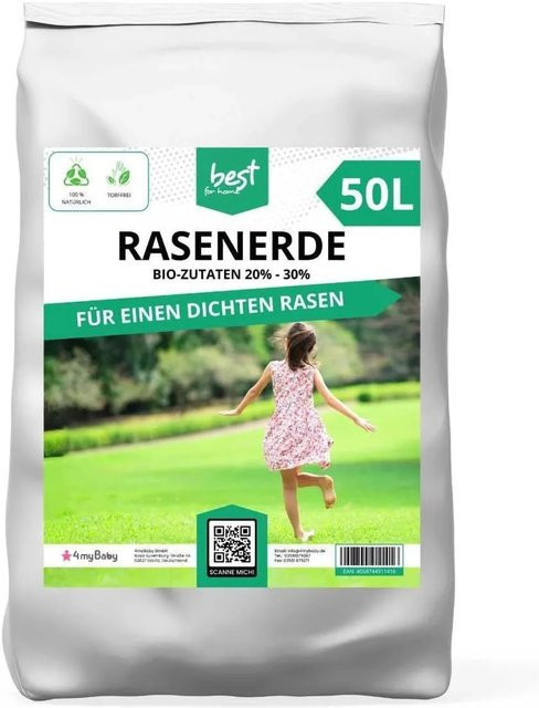 Best for Home Premium Rasenboden torffreie Qualitätserde für Rasen, 50 l - Bild 1
