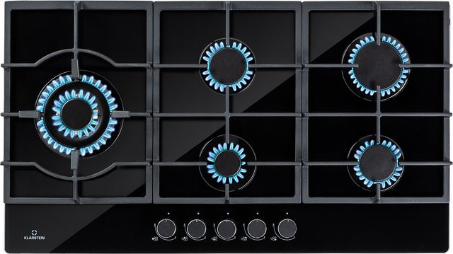 Klarstein Ignito Chef Edition 5-Zonen Gaskochfeld mit 5 Sabaf-Brennern aus Glaskeramik in Schwarz zum Einbau - Bild 1