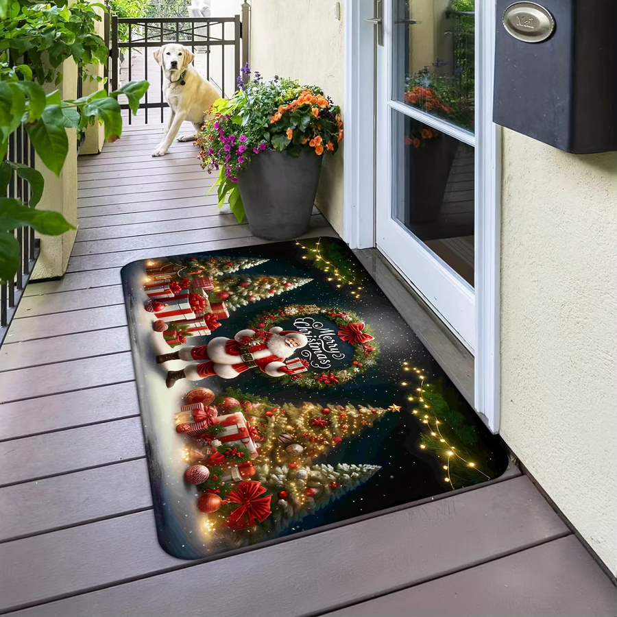 VIKAMA Weihnachtsmann Teppich als weiche Bodenmatte für Wohnzimmer, Schlafzimmer und Flur, mehrfarbig, rechteckig - Bild 2