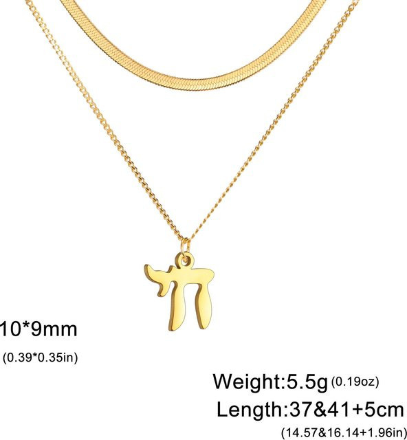 Chai Anhänger Halskette Edelstahl, Gold, Damen, 45-50 cm - Bild 1
