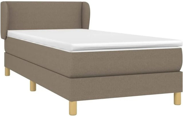 vidaXL Boxspringbett Hybrid mit Matratze und Taschenfederkern, Farbe Taupe/Beige/Weiß, B/T/H: 90 x 193 x 78 cm - Bild 1