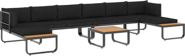 vidaXL 7-teiliges Garten-Ecksofa-Set in L-Form aus Aluminium und WPC mit Auflagen in Grau und Braun - Bild 1
