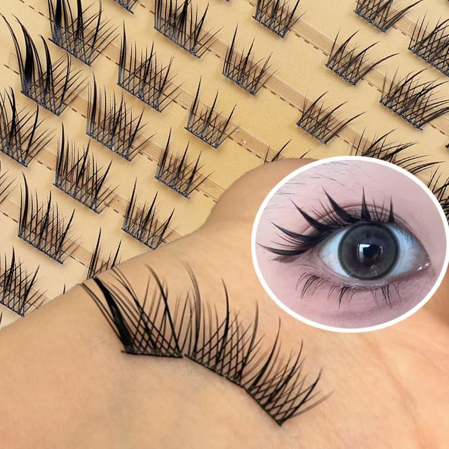 Katzenaugen-Cluster-Wimpern, 3D-Nerz, Brown, natürlich, Unisex - Bild 1