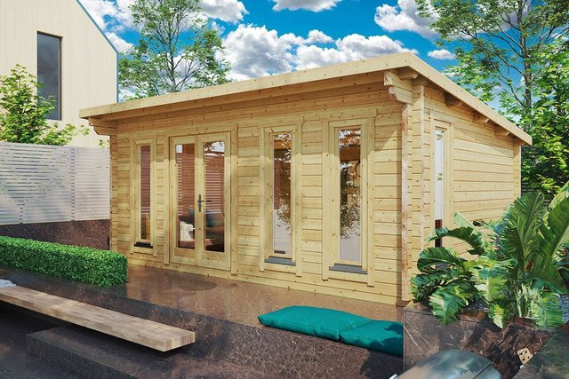 Pultdach-Gartenhaus Barbados 5x4m als geräumiges Blockhaus mit 21m² Fläche - Bild 1