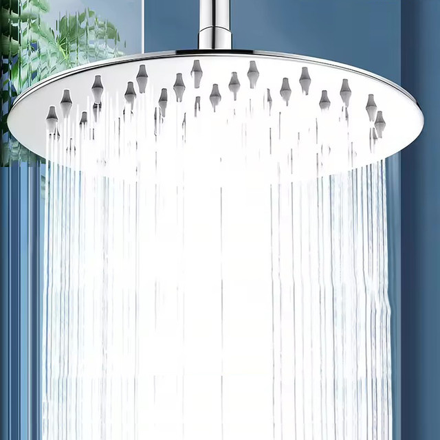 AQUREOW Hochdruck-Wasserfall-Duschkopf aus Edelstahl in Matt Schwarz, Silber oder Gold, Rund, mit Druckverstärkung für dein Badezimmer - Bild 1
