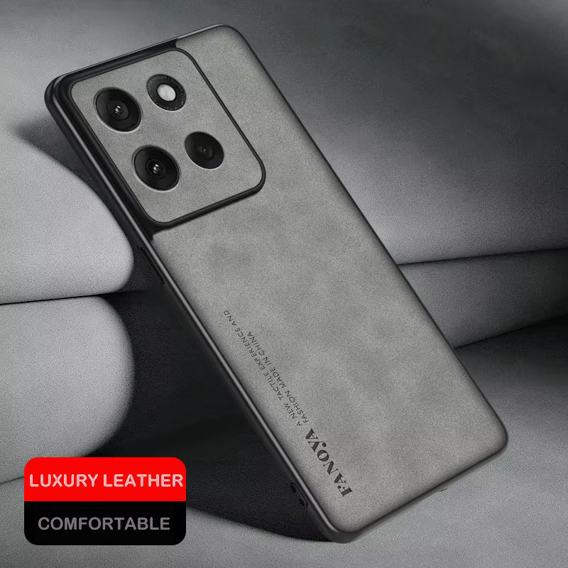 Stoßfeste Lammfell Leder Schutzhülle für Motorola Moto G86 und Moto G85 in Grau - Bild 3