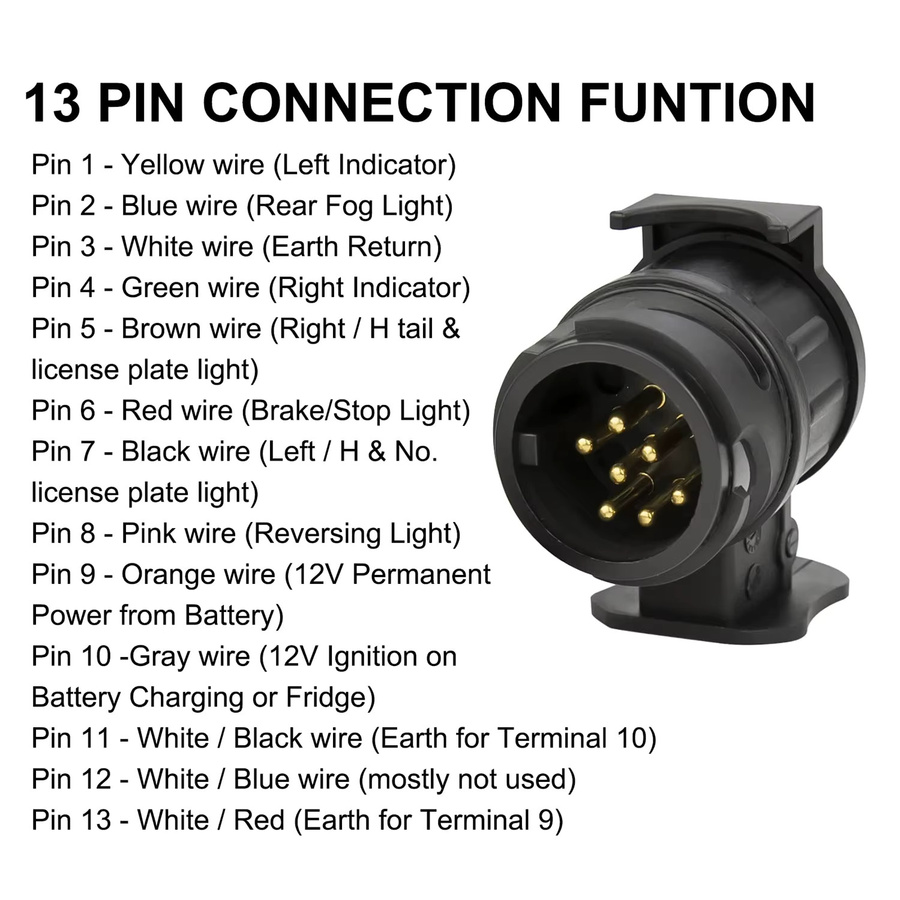 13 Pin auf 7 Pin Adapter für Anhängerkupplung Schwarz für Auto Lkw und Caravan - Bild 5