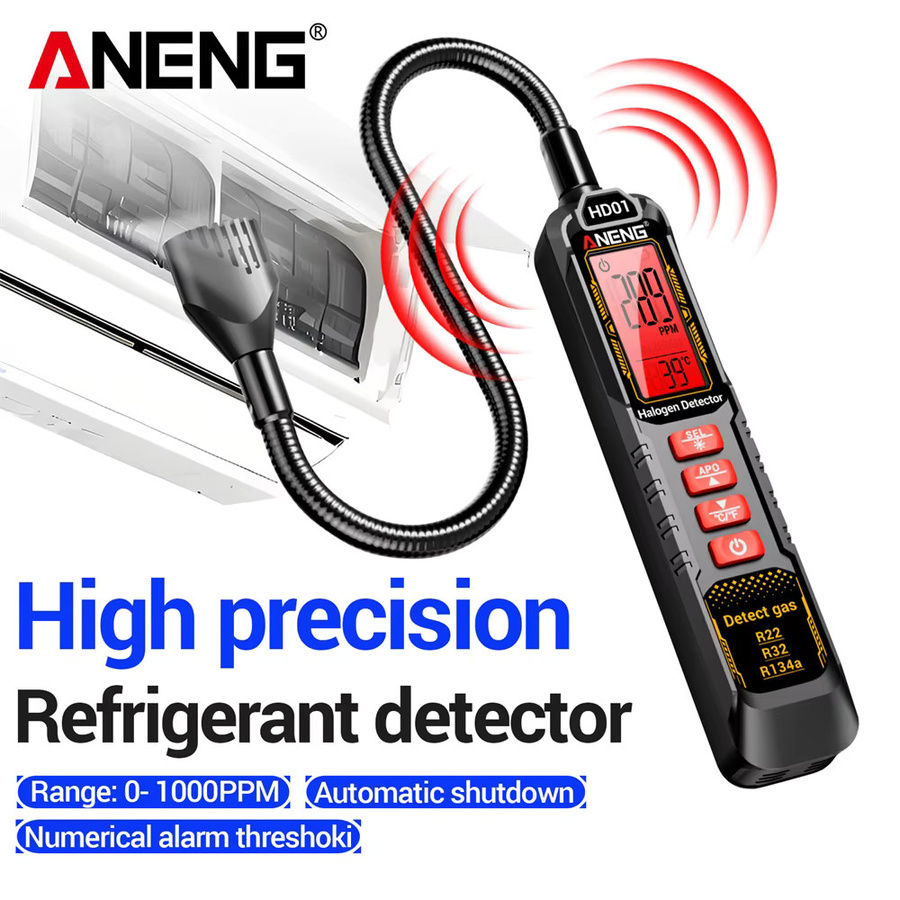 ANENG HD01 Kältemitteldetektor für Halogenlecks, Tragbares Gas-Freon-Messgerät für R22, R32, R134a und Klimaanlagen, Schwarz - Bild 2