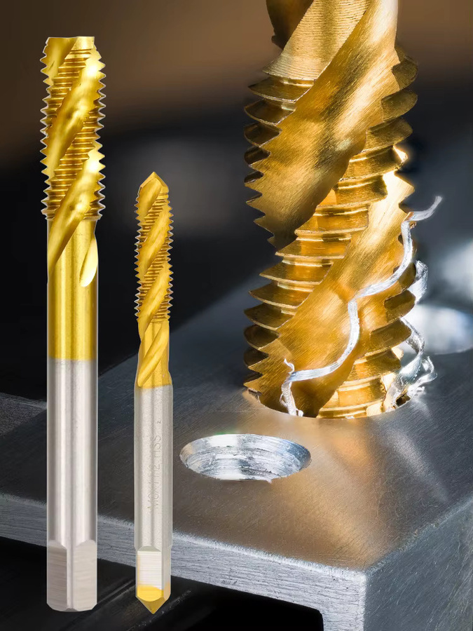 5-teiliges xcan HSS Spiral-Gewindebohrer-Set aus Stahl, metrische Maschinengewindebohrer M3 M4 M5 M6 M8, titanbeschichtet in Gold, rechtshändig - Bild 3