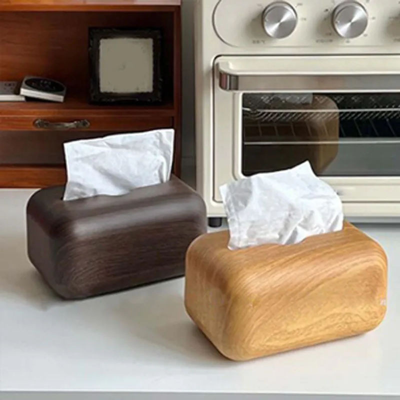 OutsideWorld Taschentuchbox in Holzmaserung, rechteckig und minimalistisch, schwarz - Bild 1