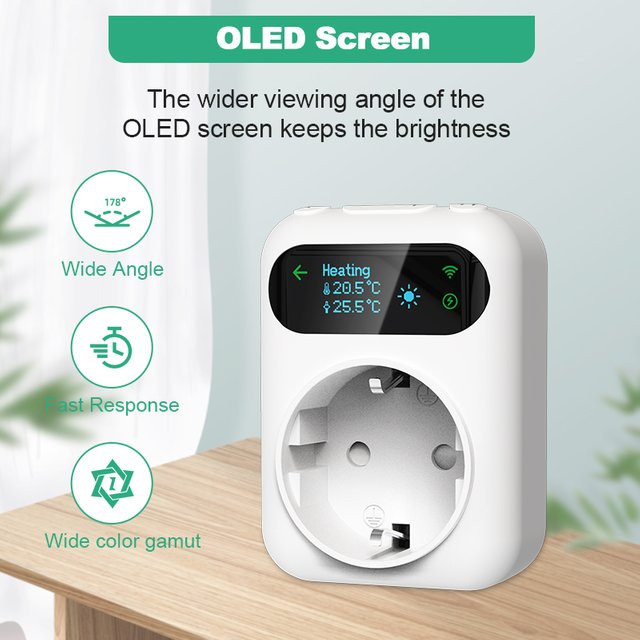 Tuya Smart Home Thermostat Steckdose mit Wifi und App-Steuerung, Temperaturregler in Weiß von ecobuy well, kompatibel mit Alexa und Google Home - Bild 1