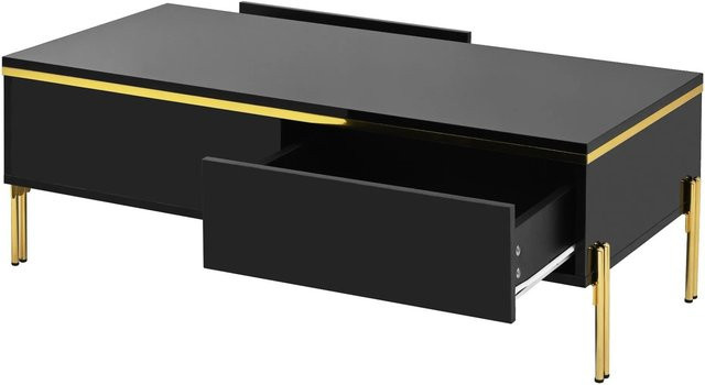 okwish Couchtisch in Schwarz im italienischen Stil, rechteckiger Beistelltisch für dein Wohnzimmer, B/T: 100 x 50 cm - Bild 1