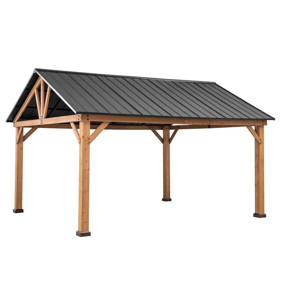 Sunjoy Pavillon REBRA aus Zedernholz mit Polycarbonat-Schrägdach in Anthrazit, B: 404 cm, T: 465 cm - Bild 2