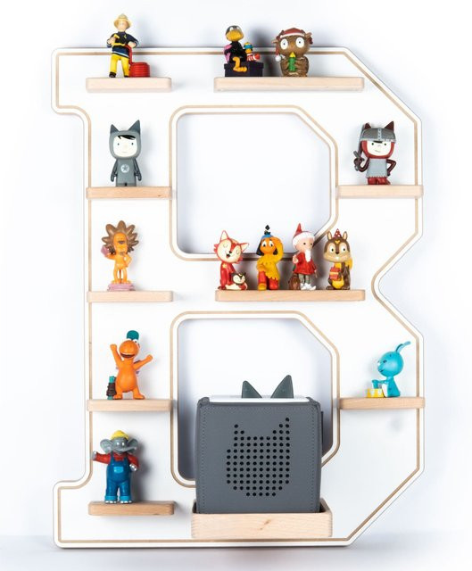 BOARTI Kinderregal Buchstabe B aus Holz als Wandregal für Toniebox und Figuren mit Magneteinsätzen, H x B x T: 54 x 41 x 19 cm - Bild 1