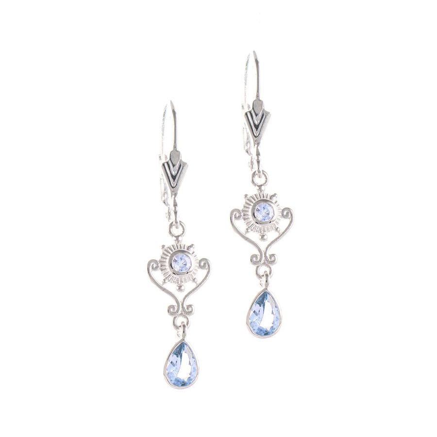 Ohrringe 925 Silber, Zirkonia, hellblau - Bild 1