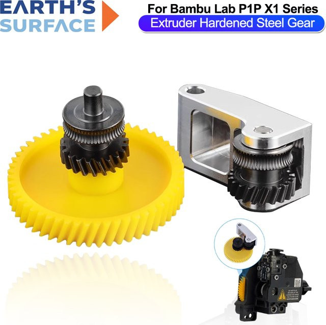 Upgrade-Extrudergetriebe aus gehärtetem Stahl für Bambu Lab P1S P1P X1 Carbon X1C 3D-Drucker Zubehör - Bild 1