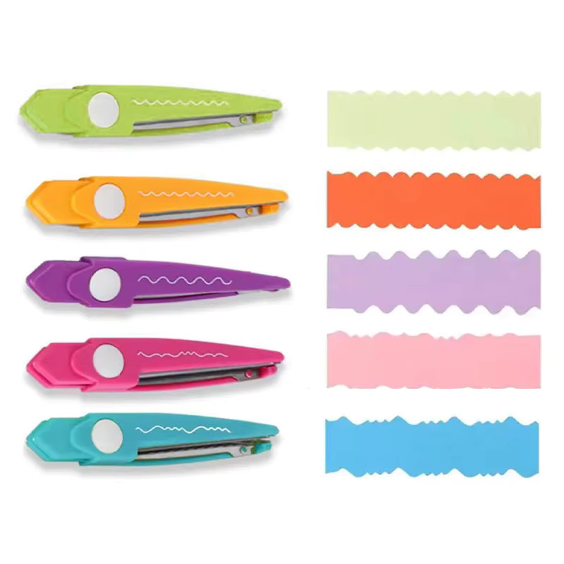 5er-Set minimalistische Spitzenschere mit gewelltem Muster und abgerundeter Spitze für Kinder und Studenten - Bild 2