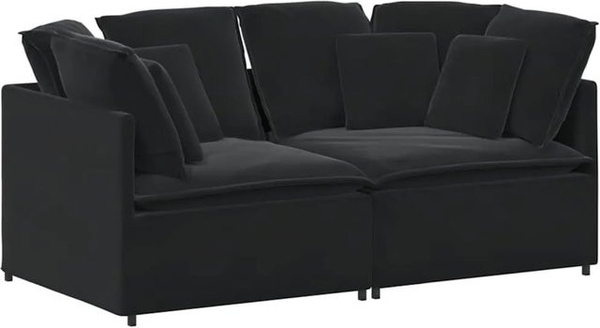 vidaXL Modulares L-Shape Sofa aus Samt in Schwarz mit Metallrahmen und Kissen