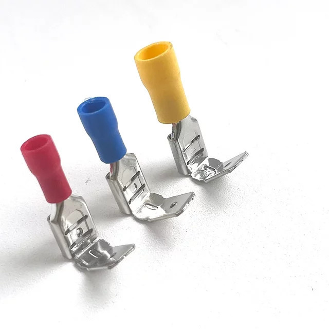 50 Stück DBWLI Piggyback-Flachstecker Set, halbisolierte Schnelltrenn-Crimp-Anschlüsse für 22–10 AWG, rot - Bild 1