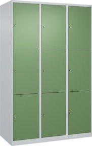 C+P Schließfachschrank Classic PLUS mit 3 Abteilen in Lichtgrau und Resedagrün, B/T/H: 120 x 50 x 185 cm - Bild 1