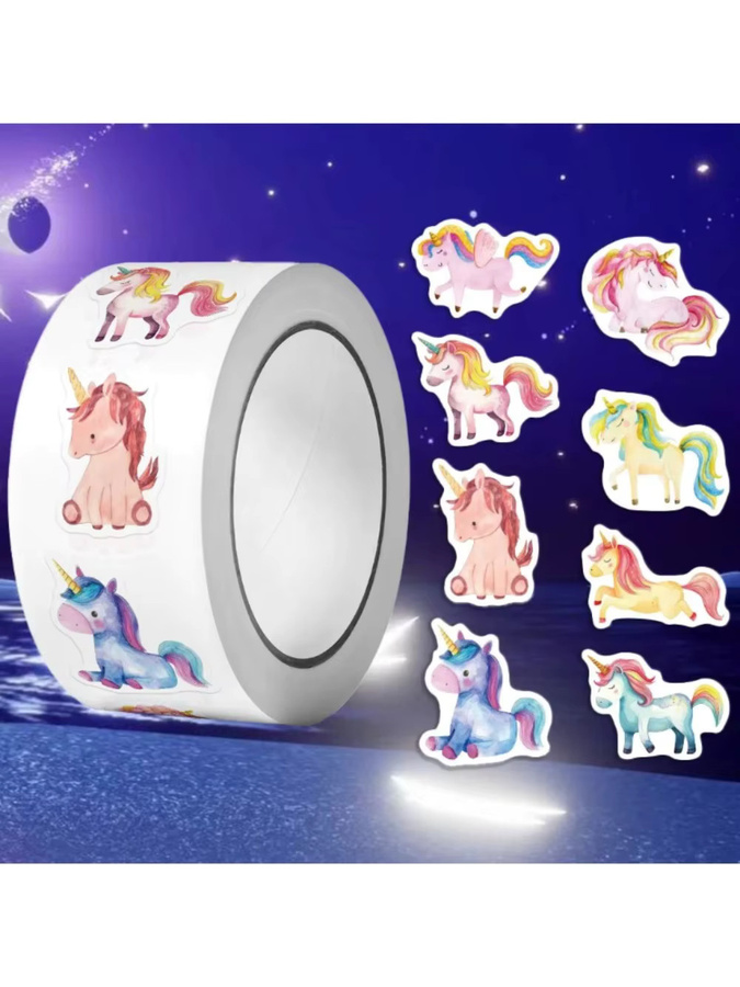 500 Stück Einhorn und Pegasus Aufkleber in Multicolour, Durchmesser: 2,5 cm, Motiv-Aufkleber als Lernbelohnung und Geschenkverzierung - Bild 4