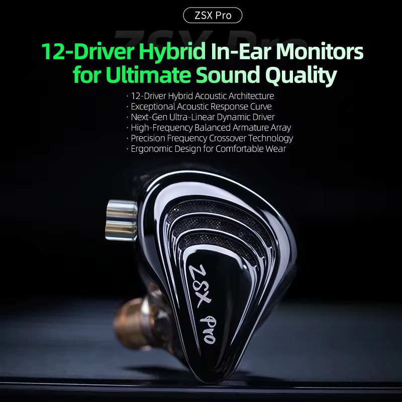 KZ ZSX Pro In-Ear Kopfhörer mit 5BA und 1DD Hybrid Drive Unit in Schwarz - Bild 2