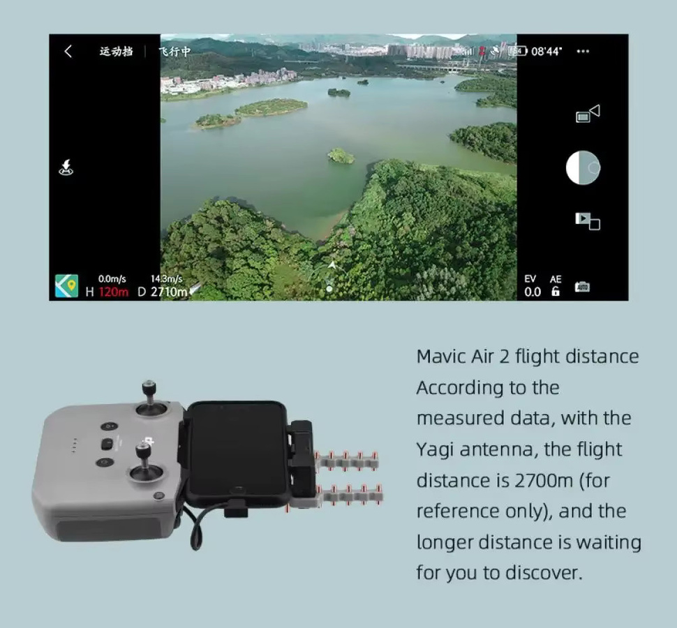 DJI 5,8 GHz Yagi-Antenne Signalverstärker für RC-N1, RC-N2 und RC-N3 Fernbedienungen, kompatibel mit DJI Air 2S, Mini 3, Mavic 3 und Mini 4K, Schwarz - Bild 4