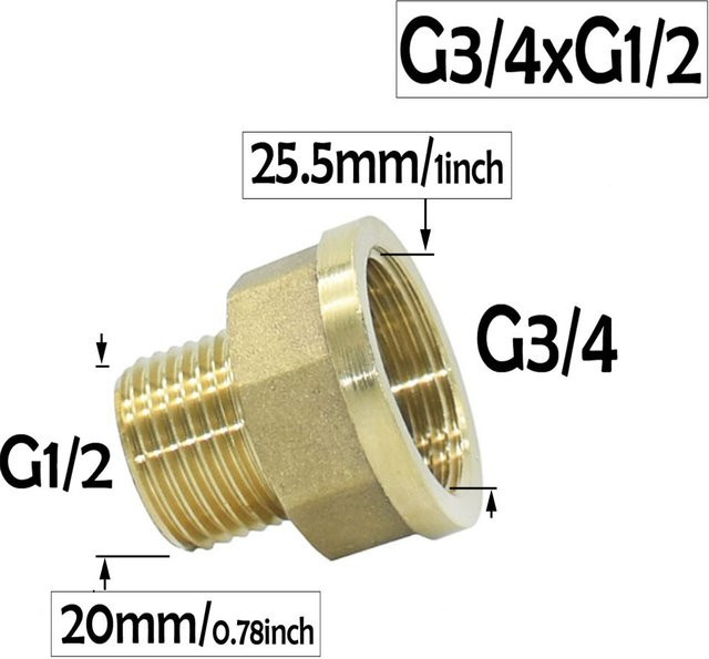 GHHWL Messing Schlauchkupplung mit 3/4 Zoll Außengewinde in Gold für Wasserrohr Reparaturen - Bild 1