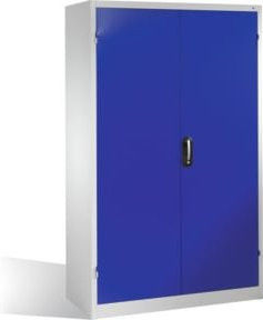 C+P Schwerlast-Werkzeugschrank mit Drehtüren und 4 Regalböden, Korpus Lichtgrau, Front Enzianblau, H: 195,0 cm, B: 120,0 cm, T: 50,0 cm - Bild 1