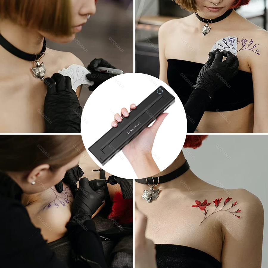 GZQIANJI A4 Mini Tragbarer Thermodrucker für Tattoo-Transfer-Schablonen mit Bluetooth und HD-Druckfunktion in Schwarz - Bild 5
