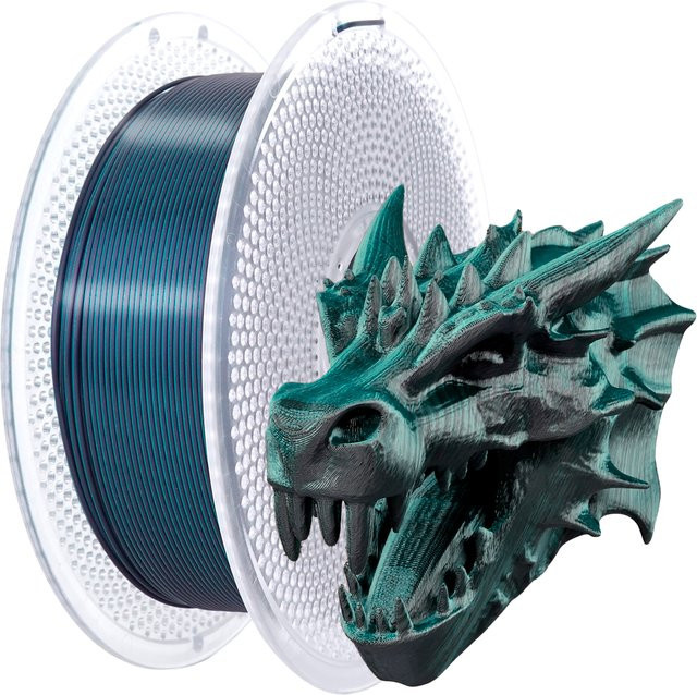 BING3D PLA 3D-Drucker Filament 1,75mm Seidenglänzend Zweifarbig Schwarz-Grün 1kg - Bild 1
