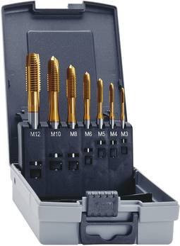 Eventus by Exact 11334 Maschinengewindebohrer-Set 7teilig metrisch M3 bis M12 goldfarben rechtsschneidend nach DIN 371 und DIN 376 - Bild 1