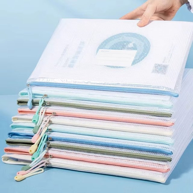 Wasserdichte Mesh Dokumentenmappen mit Reißverschluss für A4 und A5 in Mehrfarben aus Kunststoff - Bild 1