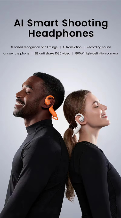 Lenovo 4K Smart-Kopfhörer mit 8MP-Kamera und Übersetzungs-Chat, In-Ear Sport-Ohrhörer mit WLAN und Bluetooth 5.4, Schwarz - Bild 2