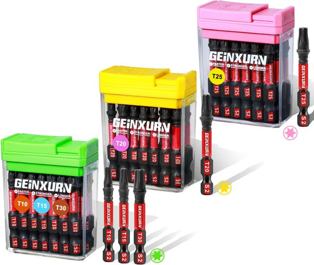 Geinxurn Impact Torx-Schraubendreher-Bits-Set, 45-teilig aus S2-Stahl mit bunter Aufbewahrungsbox - Bild 1