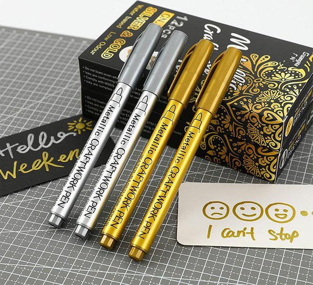 Crownne Permanente Farbmarkierungsstifte in Gold und Silber für DIY-Projekte - Bild 1