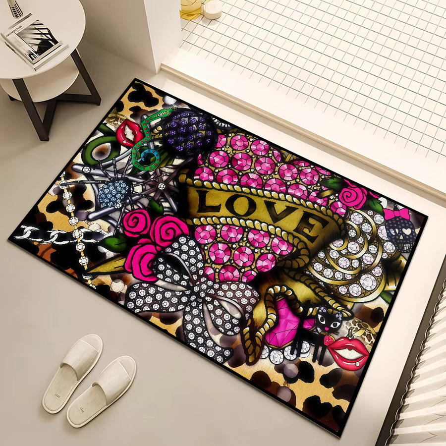 J-Johnson Vintage Teppich in Multicolour, Rechteckige Fußmatte aus Polyester für Flur, Eingang und Bad, B/T: 60 x 40 cm - Bild 6