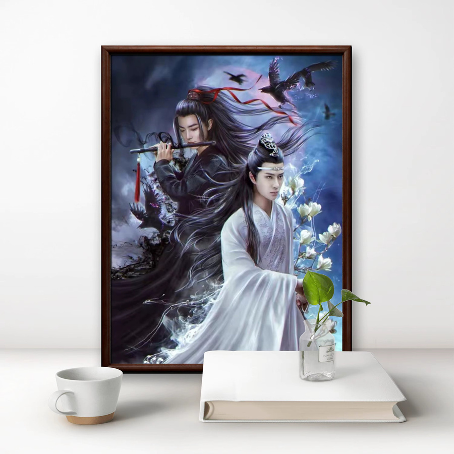 5D Diamantmalerei The Untamed Chen Qing Ling DIY Mosaik Kreuzstich Kunstdeko Motiv Wei Wu Xian und Lan Zhan, Mehrfarbig, B/H: 30 x 30 cm - Bild 2