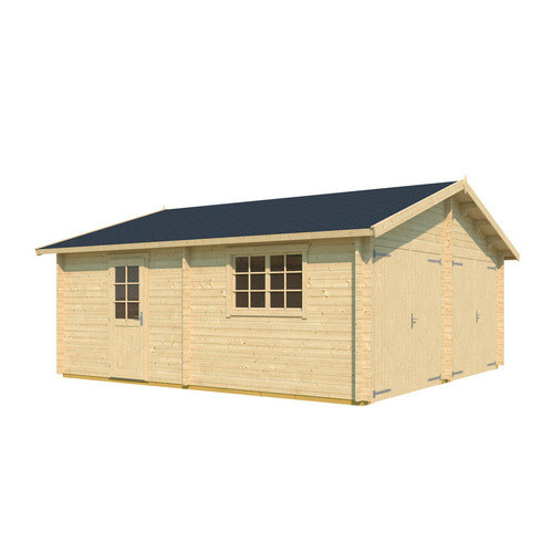 Lasita Maja Doppel-Blockgarage Falkland aus Holz in Braun mit Holztor, B/T: 628,6 x 635 cm - Bild 3