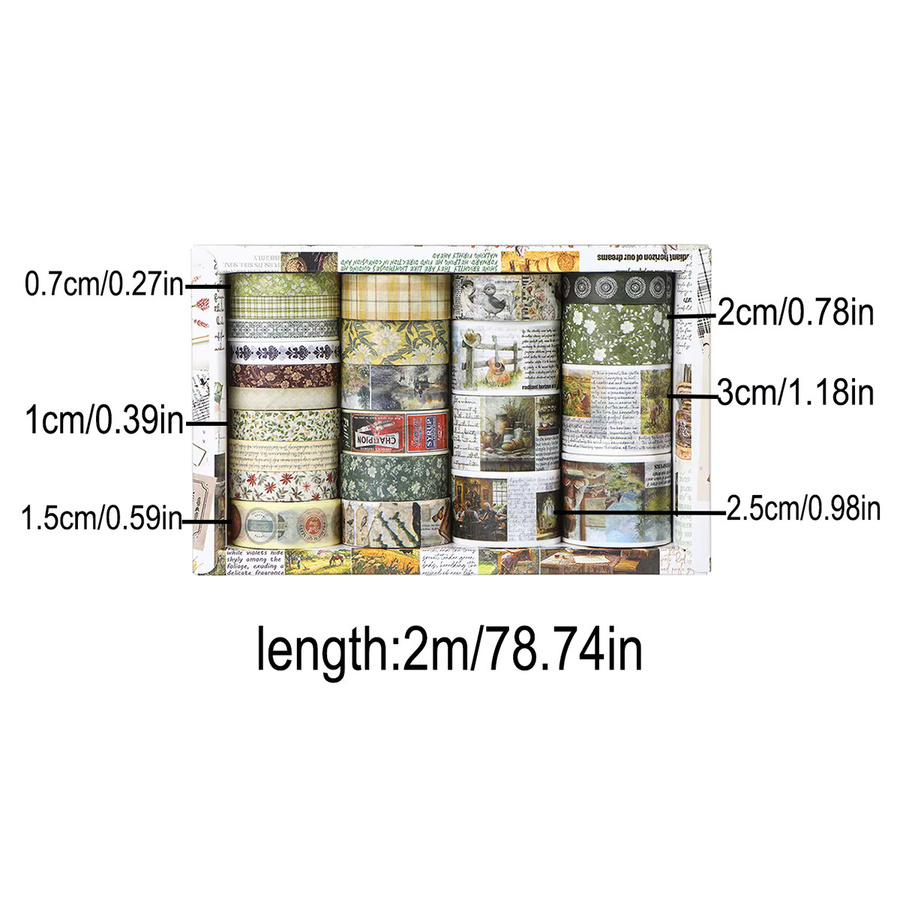 24 Rollen Vintage Washi Tape Set in Multicolour für DIY Dekorationen und Geschenke - Bild 1