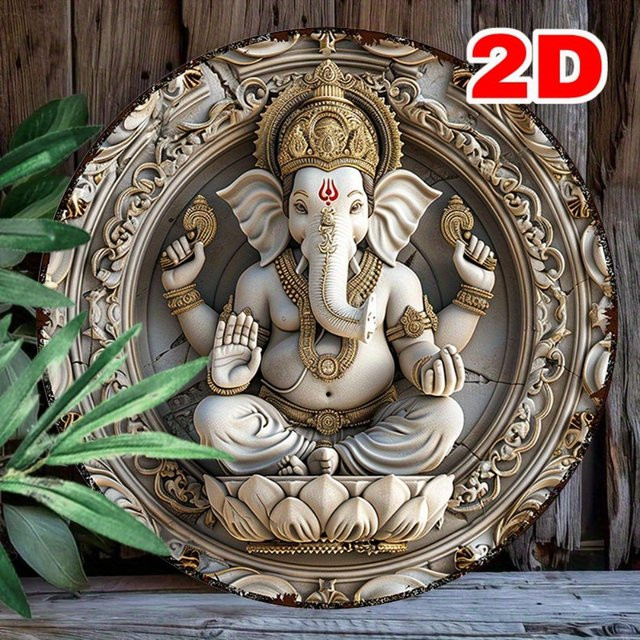 CIFBUY Hindu-Gott Metall-Wandkunst Rundes Schild aus Eisen, Durchmesser: 20,32 cm - Bild 1